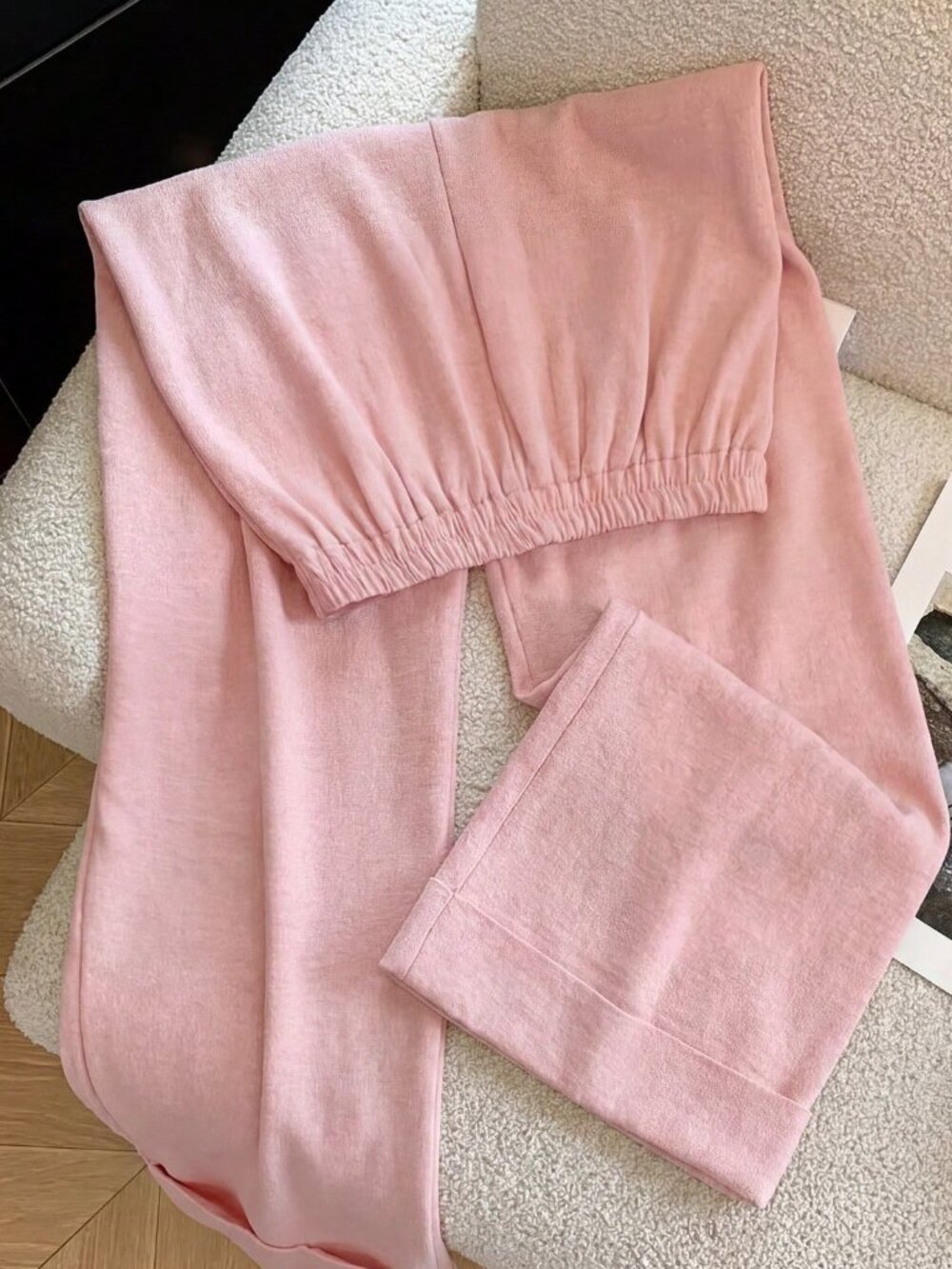 Pink Casual Women's Elegant Cuffed Hem Pants - Picture 2 of 7